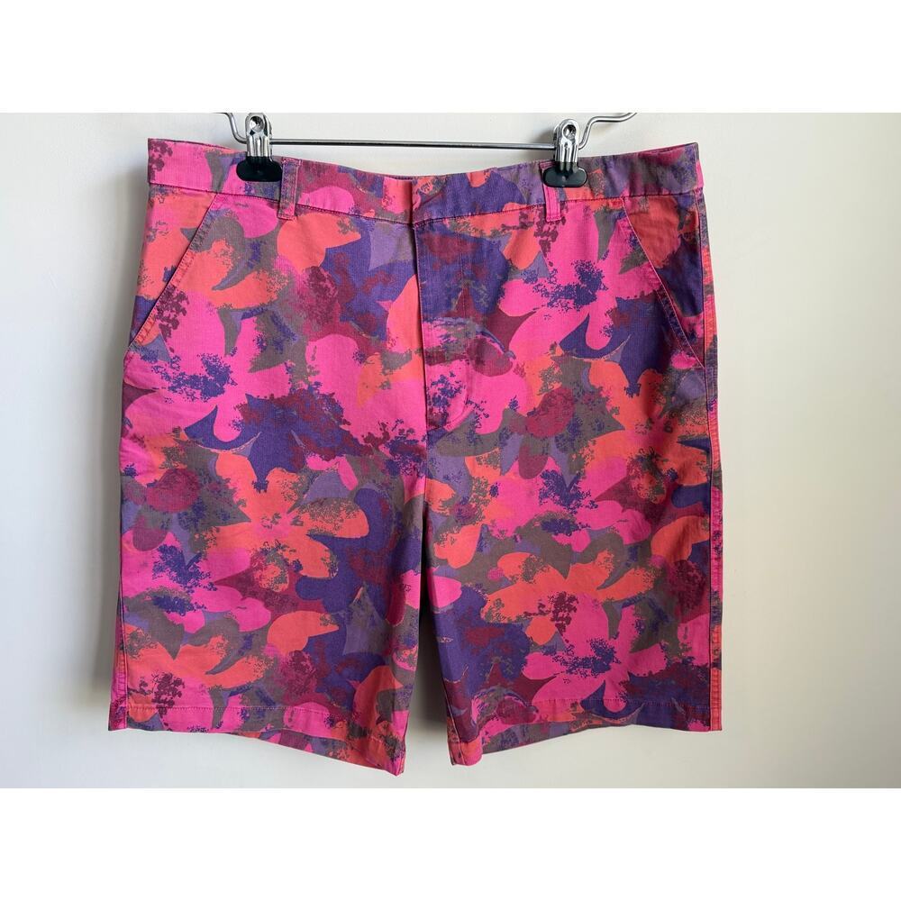 Sundance Floral Print High Rise Bermuda Shorts Pink Multi Women's Size 16 NWT - Picture 2 of 7